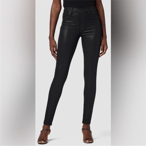 HUDSON | Barbara High Rise Super Skinny Coated Black Jeans Women’s Size 24 (00) - Picture 1 of 13
